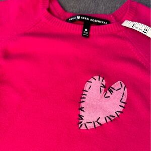 AQUA KERRI ROSENTHAL Pink Heart Women’s sweater with side button detail small